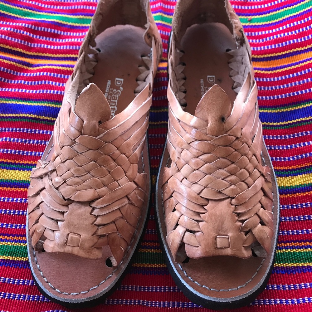 Handwoven Tan Leather Huarache Sandals -NWOT